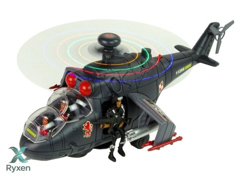 Helikopter Ogromne Skrzydła Światła Czarny Dźwięk Obraca Się LEAN TOYS