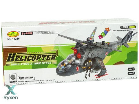 Helikopter Ogromne Skrzydła Światła Czarny Dźwięk Obraca Się LEAN TOYS
