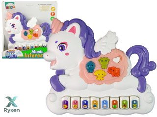 Interaktywne Pianinko Jednorożec Dźwięk Zwierzątka Odgłosy Melodie Biały LEAN TOYS