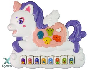 Interaktywne Pianinko Jednorożec Dźwięk Zwierzątka Odgłosy Melodie Biały LEAN TOYS