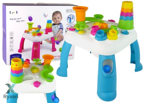 Interaktywny Stolik Edukacyjny Sorter Zjeżdżalnia Piłeczek Niebieski LEAN TOYS