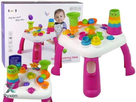 Interaktywny Stolik Edukacyjny Sorter Zjeżdżalnia Piłeczek Różowy LEAN TOYS