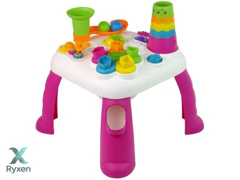 Interaktywny Stolik Edukacyjny Sorter Zjeżdżalnia Piłeczek Różowy LEAN TOYS