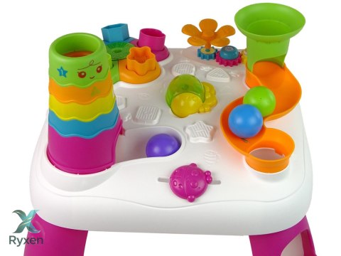 Interaktywny Stolik Edukacyjny Sorter Zjeżdżalnia Piłeczek Różowy LEAN TOYS