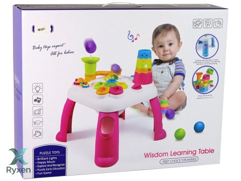 Interaktywny Stolik Edukacyjny Sorter Zjeżdżalnia Piłeczek Różowy LEAN TOYS
