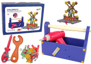 Klocki Konstrukcyjne W Skrzynce Zestaw Majsterkowicza Wkrętarka DIY LEAN TOYS