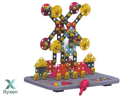 Klocki Konstrukcyjne W Skrzynce Zestaw Majsterkowicza Wkrętarka DIY LEAN TOYS