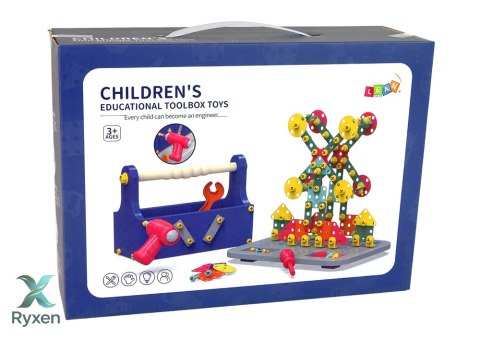 Klocki Konstrukcyjne W Skrzynce Zestaw Majsterkowicza Wkrętarka DIY LEAN TOYS