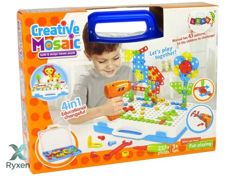 Kreatywna Mozaika Układanka 4w1 Wkrętarka 237 Elementów LEAN TOYS