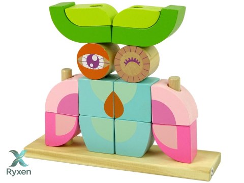 Kreatywne Klocki Drewniane Przestrzenne Układanka Sowa 3D LEAN TOYS