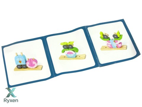 Kreatywne Klocki Drewniane Przestrzenne Układanka Sowa 3D LEAN TOYS