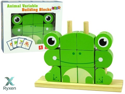 Kreatywne Klocki Drewniane Przestrzenne Układanka Żabka 3D LEAN TOYS