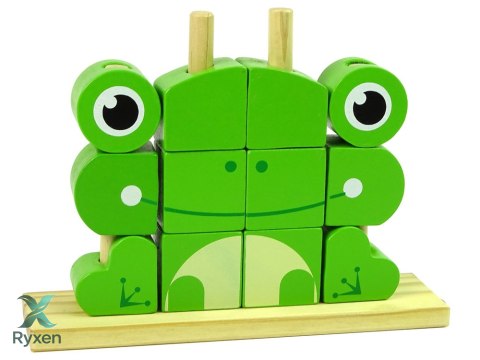 Kreatywne Klocki Drewniane Przestrzenne Układanka Żabka 3D LEAN TOYS