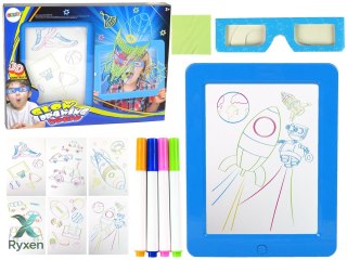 Magiczna Podświetlana Tablica 3D Okulary Niebieska LEAN TOYS