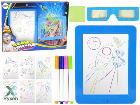 Magiczna Podświetlana Tablica 3D Okulary Niebieska LEAN TOYS