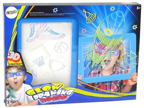 Magiczna Podświetlana Tablica 3D Okulary Niebieska LEAN TOYS
