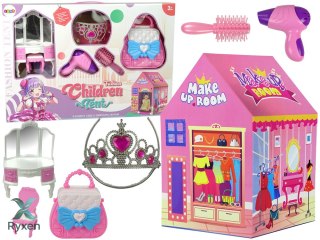 Namiot Księżniczki dla Dzieci Salon Piękności Różowy Akcesoria Korona LEAN TOYS