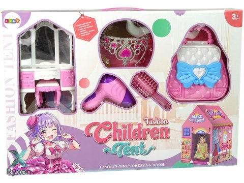 Namiot Księżniczki dla Dzieci Salon Piękności Różowy Akcesoria Korona LEAN TOYS