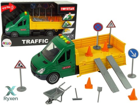 Pojazd Auto Drogowe Wywrotka Napęd Frykcyjny Akcesoria Drogowe Dźwięk LEAN TOYS