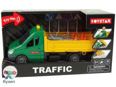 Pojazd Auto Drogowe Wywrotka Napęd Frykcyjny Akcesoria Drogowe Dźwięk LEAN TOYS