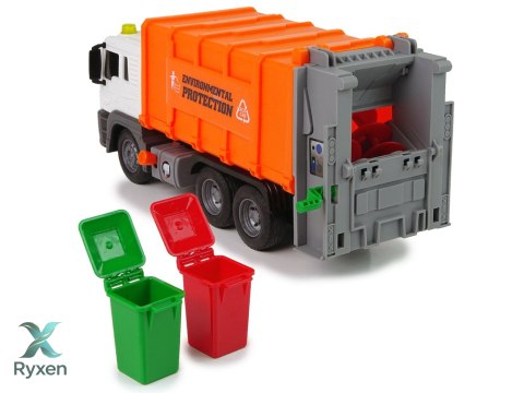Śmieciarka Napęd Frykcyjnym Efekty Dźwiękowe Pomarańczowa 1:16 Segregowanie LEAN TOYS