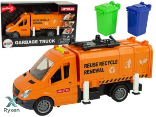 Śmieciarka Napęd Frykcyjnym Efekty Dźwiękowe Pomarańczowa LEAN TOYS