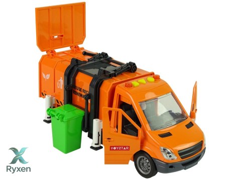 Śmieciarka Napęd Frykcyjnym Efekty Dźwiękowe Pomarańczowa LEAN TOYS