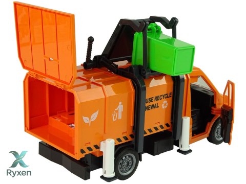 Śmieciarka Napęd Frykcyjnym Efekty Dźwiękowe Pomarańczowa LEAN TOYS