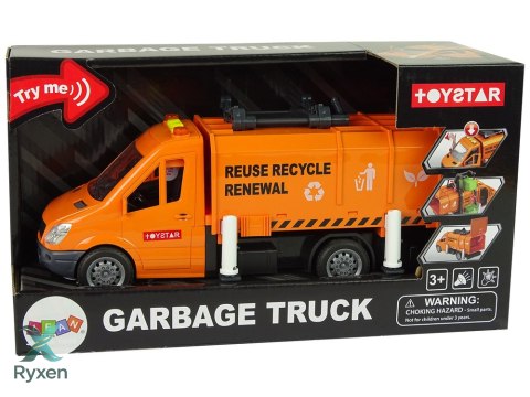 Śmieciarka Napęd Frykcyjnym Efekty Dźwiękowe Pomarańczowa LEAN TOYS