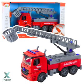 Straż Pożarna Wóz Do Rozkręcania DIY Śrubokręt Czerwony LEAN TOYS