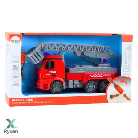 Straż Pożarna Wóz Do Rozkręcania DIY Śrubokręt Czerwony LEAN TOYS