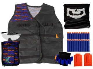 Strój Komandosa Policjant Kostium Naboje Okulary Chusta Kamizelka LEAN TOYS