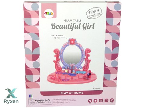 Toaletka Do Makijażu Z Lustrem Światła Dźwięk Róża LEAN TOYS