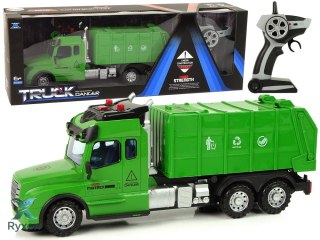 Zdalnie Sterowana Śmieciarka Pilot 2,4G Światła Dźwięki Zielona LEAN TOYS