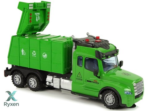 Zdalnie Sterowana Śmieciarka Pilot 2,4G Światła Dźwięki Zielona LEAN TOYS