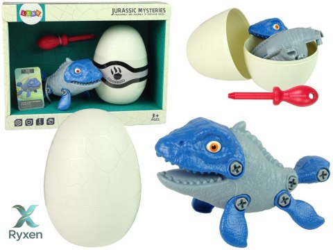 Zestaw Dinozaur Mosasaur z Jajkiem DIY Śrubokręt Niebieski LEAN TOYS