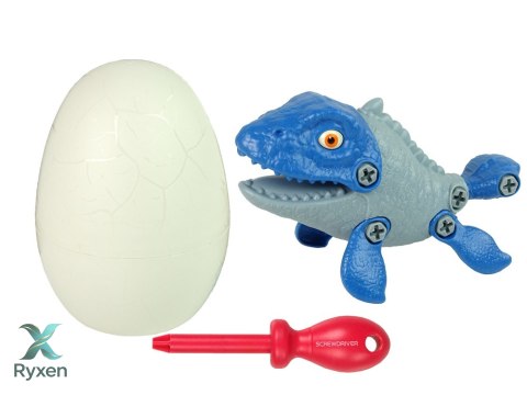 Zestaw Dinozaur Mosasaur z Jajkiem DIY Śrubokręt Niebieski LEAN TOYS