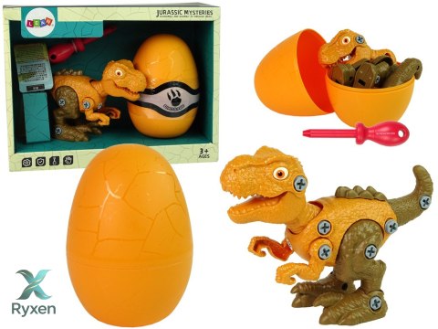 Zestaw Dinozaur Tyranozaur Rex z Jajkiem DIY Śrubokręt Pomarańczowy LEAN TOYS