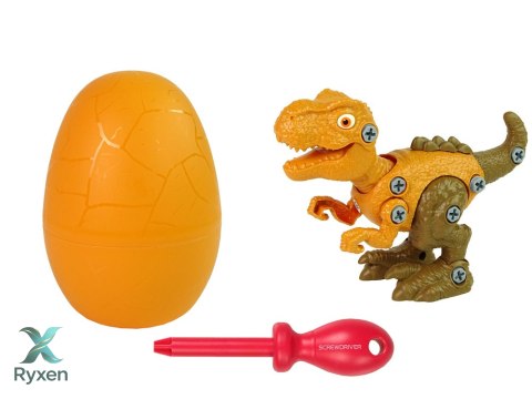 Zestaw Dinozaur Tyranozaur Rex z Jajkiem DIY Śrubokręt Pomarańczowy LEAN TOYS