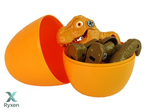 Zestaw Dinozaur Tyranozaur Rex z Jajkiem DIY Śrubokręt Pomarańczowy LEAN TOYS