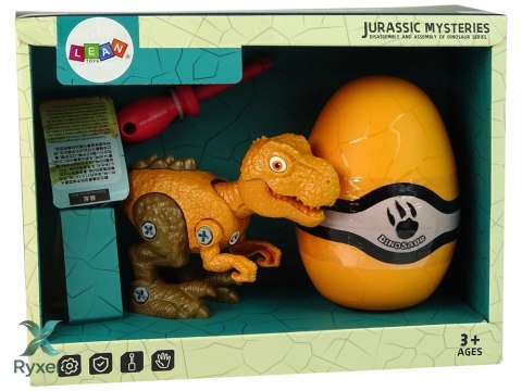 Zestaw Dinozaur Tyranozaur Rex z Jajkiem DIY Śrubokręt Pomarańczowy LEAN TOYS
