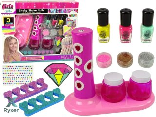 Zestaw Do Malowania Paznokci Dozownik Brokatu Lakier do Paznokci Naklejki LEAN TOYS