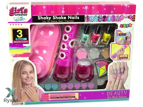 Zestaw Do Malowania Paznokci Dozownik Brokatu Lakier do Paznokci Naklejki LEAN TOYS