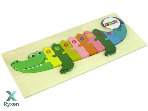 Zestaw Drewnianych Puzzli Krokodyl Liczby LEAN TOYS
