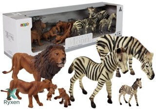 Zestaw Figurek Afryka Dzikie Zwierzęta Rodzina Lwów Zebry LEAN TOYS