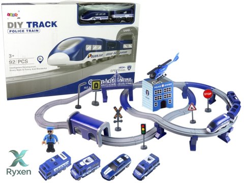 Zestaw Miasteczko Policja Pociąg Niebieski 203 km/h LEAN TOYS