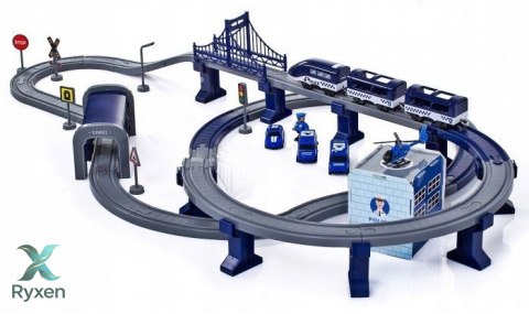 Zestaw Miasteczko Policja Pociąg Niebieski 203 km/h LEAN TOYS