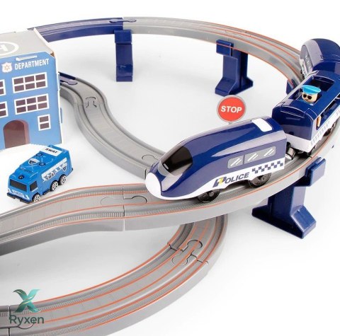 Zestaw Miasteczko Policja Pociąg Niebieski 203 km/h LEAN TOYS