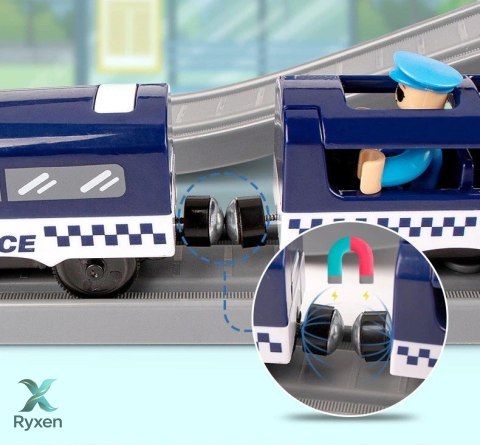 Zestaw Miasteczko Policja Pociąg Niebieski 203 km/h LEAN TOYS