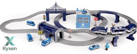 Zestaw Miasteczko Policja Pociąg Niebieski 203 km/h LEAN TOYS